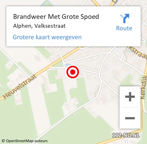 Locatie op kaart van de 112 melding: Brandweer Met Grote Spoed Naar Alphen, Valksestraat op 2 maart 2023 08:04