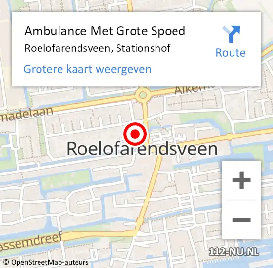 Locatie op kaart van de 112 melding: Ambulance Met Grote Spoed Naar Roelofarendsveen, Stationshof op 2 maart 2023 08:15