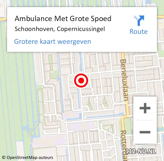 Locatie op kaart van de 112 melding: Ambulance Met Grote Spoed Naar Schoonhoven, Copernicussingel op 2 maart 2023 08:53