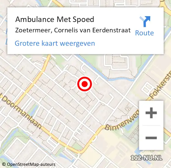 Locatie op kaart van de 112 melding: Ambulance Met Spoed Naar Zoetermeer, Cornelis van Eerdenstraat op 2 maart 2023 09:23