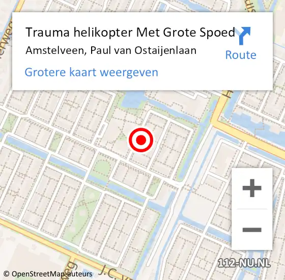 Locatie op kaart van de 112 melding: Trauma helikopter Met Grote Spoed Naar Amstelveen, Paul van Ostaijenlaan op 2 maart 2023 09:23