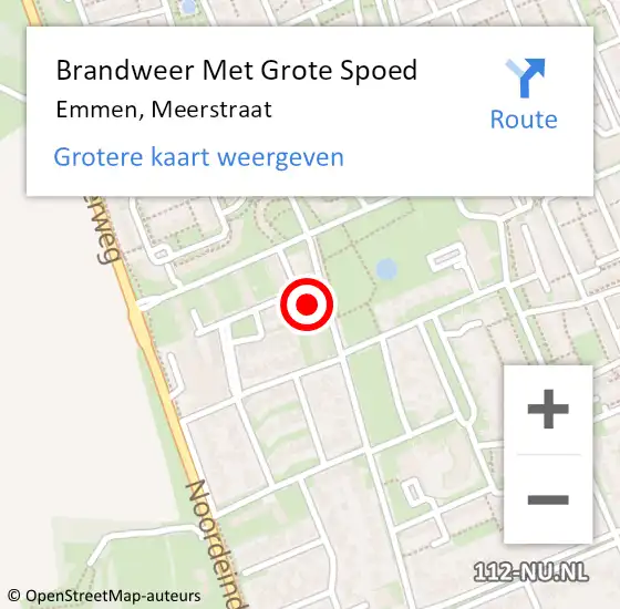 Locatie op kaart van de 112 melding: Brandweer Met Grote Spoed Naar Emmen, Meerstraat op 2 maart 2023 10:04