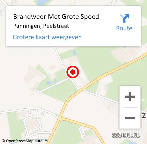 Locatie op kaart van de 112 melding: Brandweer Met Grote Spoed Naar Panningen, Peelstraat op 2 maart 2023 11:02