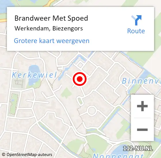 Locatie op kaart van de 112 melding: Brandweer Met Spoed Naar Werkendam, Biezengors op 2 maart 2023 11:14