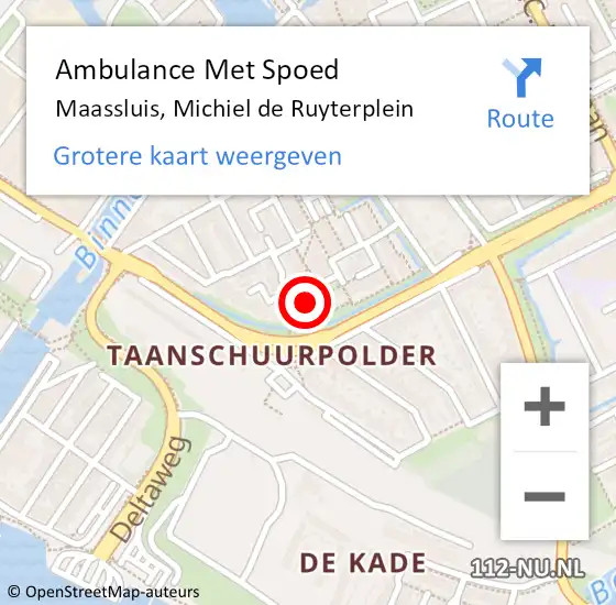 Locatie op kaart van de 112 melding: Ambulance Met Spoed Naar Maassluis, Michiel de Ruyterplein op 2 maart 2023 11:36