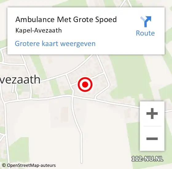 Locatie op kaart van de 112 melding: Ambulance Met Grote Spoed Naar Kapel-Avezaath op 2 maart 2023 11:37