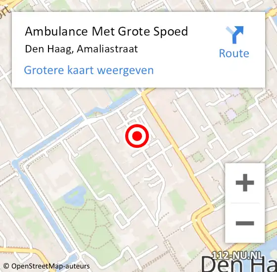 Locatie op kaart van de 112 melding: Ambulance Met Grote Spoed Naar Den Haag, Amaliastraat op 2 maart 2023 11:44