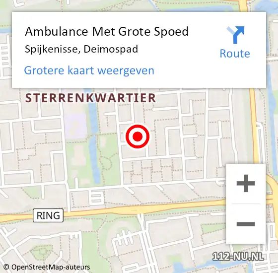 Locatie op kaart van de 112 melding: Ambulance Met Grote Spoed Naar Spijkenisse, Deimospad op 2 maart 2023 11:51