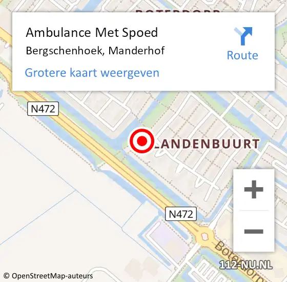 Locatie op kaart van de 112 melding: Ambulance Met Spoed Naar Bergschenhoek, Manderhof op 2 maart 2023 11:55