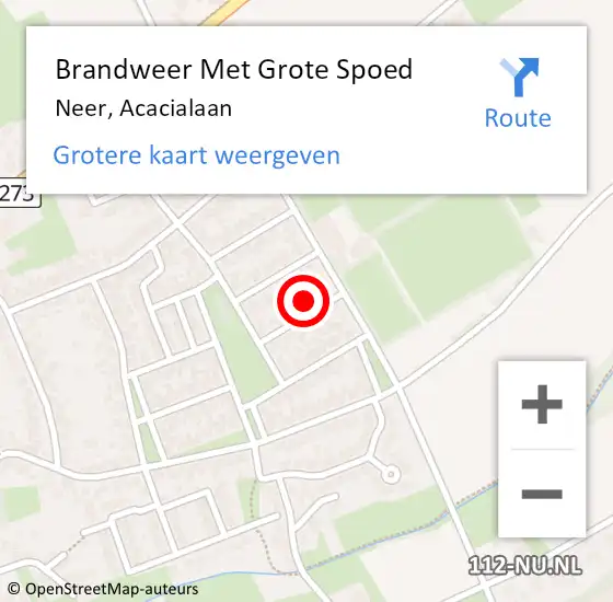 Locatie op kaart van de 112 melding: Brandweer Met Grote Spoed Naar Neer, Acacialaan op 2 maart 2023 11:55