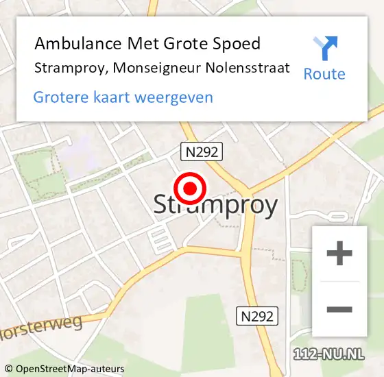 Locatie op kaart van de 112 melding: Ambulance Met Grote Spoed Naar Stramproy, Monseigneur Nolensstraat op 2 maart 2023 12:06