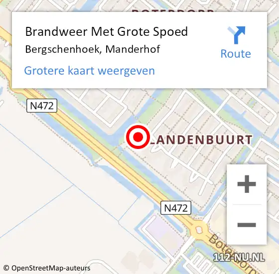 Locatie op kaart van de 112 melding: Brandweer Met Grote Spoed Naar Bergschenhoek, Manderhof op 2 maart 2023 12:11