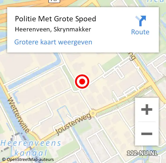 Locatie op kaart van de 112 melding: Politie Met Grote Spoed Naar Heerenveen, Skrynmakker op 2 maart 2023 12:34