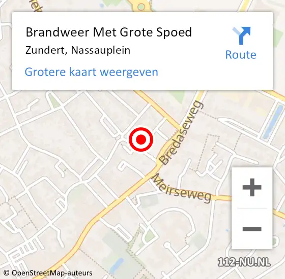 Locatie op kaart van de 112 melding: Brandweer Met Grote Spoed Naar Zundert, Nassauplein op 2 maart 2023 12:38