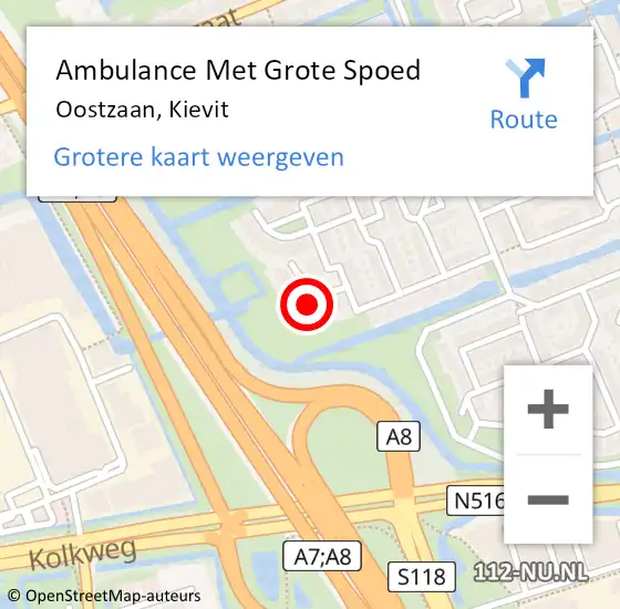 Locatie op kaart van de 112 melding: Ambulance Met Grote Spoed Naar Oostzaan, Kievit op 2 maart 2023 12:51