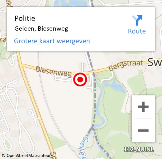 Locatie op kaart van de 112 melding: Politie Geleen, Biesenweg op 2 maart 2023 13:04