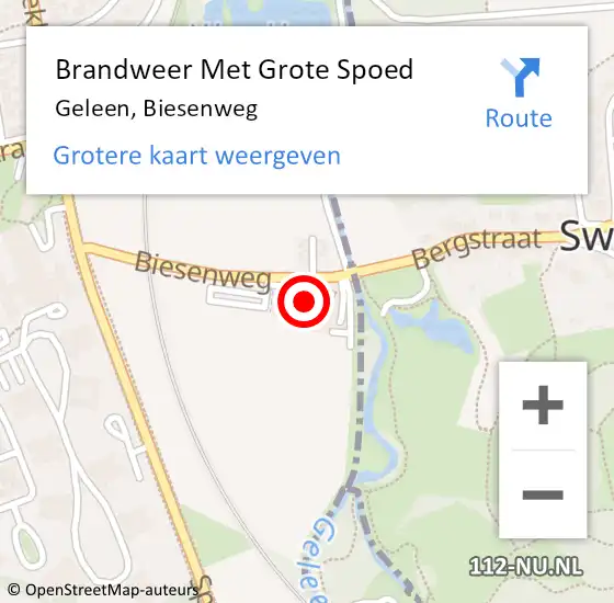 Locatie op kaart van de 112 melding: Brandweer Met Grote Spoed Naar Geleen, Biesenweg op 2 maart 2023 13:04