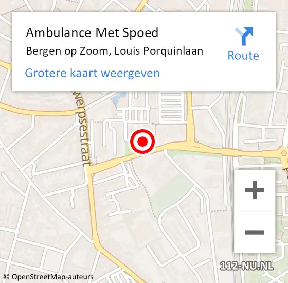 Locatie op kaart van de 112 melding: Ambulance Met Spoed Naar Bergen op Zoom, Louis Porquinlaan op 17 augustus 2014 14:19