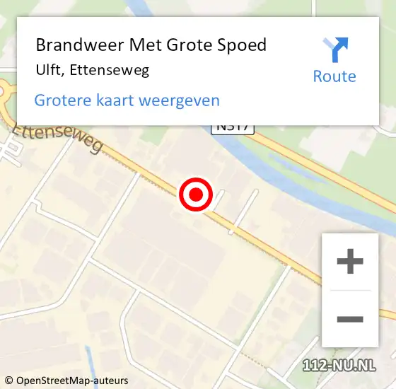 Locatie op kaart van de 112 melding: Brandweer Met Grote Spoed Naar Ulft, Ettenseweg op 2 maart 2023 13:39