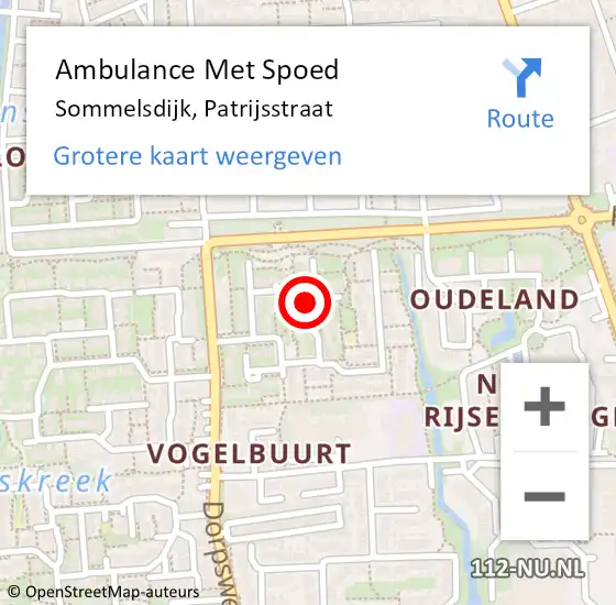 Locatie op kaart van de 112 melding: Ambulance Met Spoed Naar Sommelsdijk, Patrijsstraat op 2 maart 2023 14:11