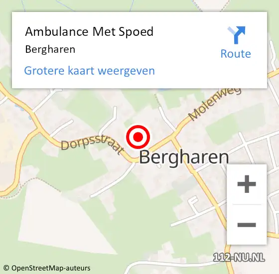 Locatie op kaart van de 112 melding: Ambulance Met Spoed Naar Bergharen op 2 maart 2023 14:21