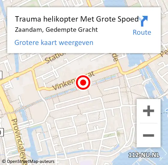 Locatie op kaart van de 112 melding: Trauma helikopter Met Grote Spoed Naar Zaandam, Gedempte Gracht op 2 maart 2023 14:26