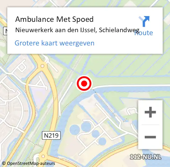 Locatie op kaart van de 112 melding: Ambulance Met Spoed Naar Nieuwerkerk aan den IJssel, Schielandweg op 2 maart 2023 14:43