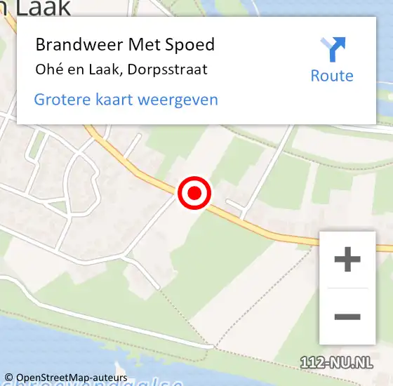 Locatie op kaart van de 112 melding: Brandweer Met Spoed Naar Ohé en Laak, Dorpsstraat op 2 maart 2023 15:07