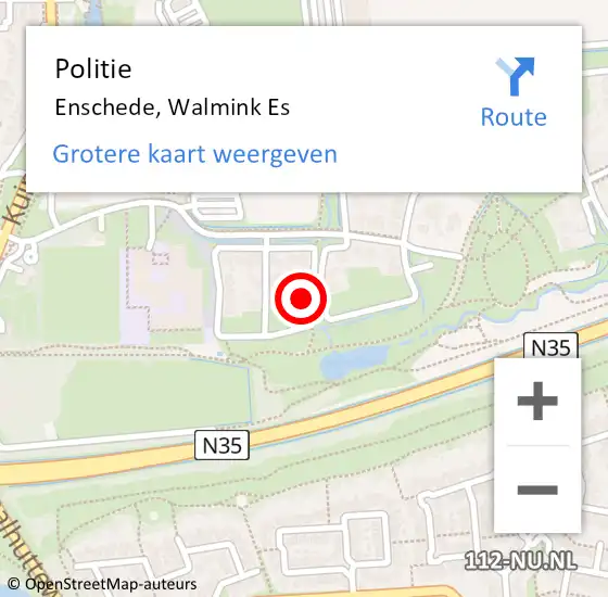 Locatie op kaart van de 112 melding: Politie Enschede, Walmink Es op 2 maart 2023 15:11