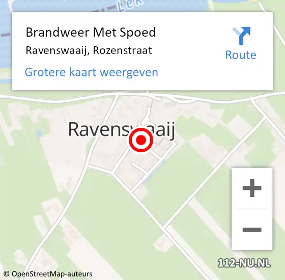 Locatie op kaart van de 112 melding: Brandweer Met Spoed Naar Ravenswaaij, Rozenstraat op 2 maart 2023 15:22