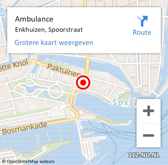 Locatie op kaart van de 112 melding: Ambulance Enkhuizen, Spoorstraat op 2 maart 2023 15:41