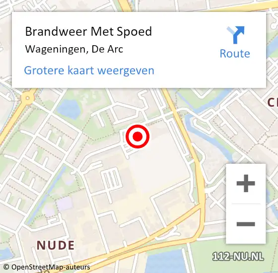 Locatie op kaart van de 112 melding: Brandweer Met Spoed Naar Wageningen, De Arc op 2 maart 2023 15:43