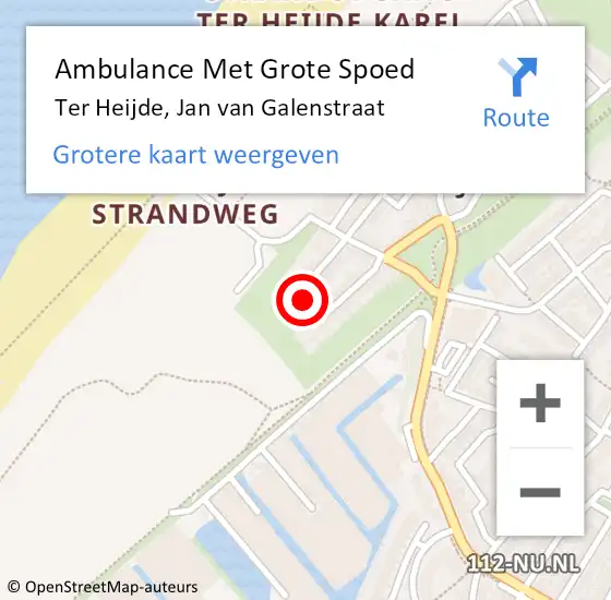 Locatie op kaart van de 112 melding: Ambulance Met Grote Spoed Naar Ter Heijde, Jan van Galenstraat op 11 oktober 2013 18:55