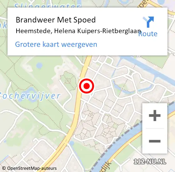 Locatie op kaart van de 112 melding: Brandweer Met Spoed Naar Heemstede, Helena Kuipers-Rietberglaan op 2 maart 2023 15:48