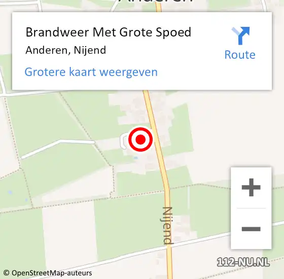 Locatie op kaart van de 112 melding: Brandweer Met Grote Spoed Naar Anderen, Nijend op 17 augustus 2014 14:30