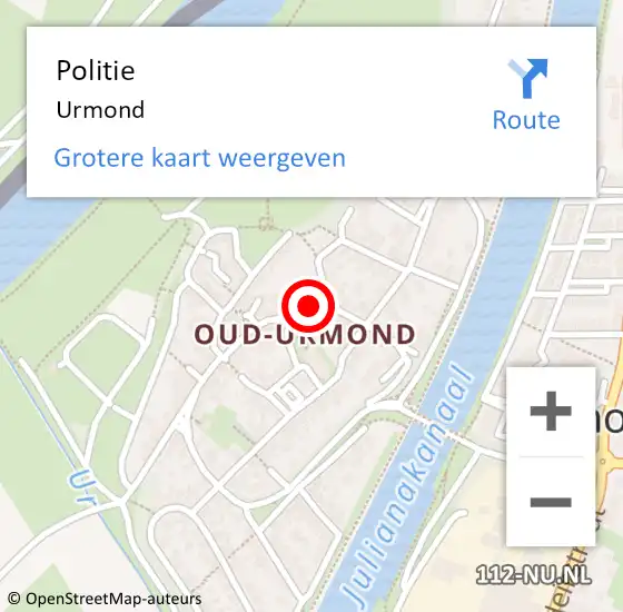 Locatie op kaart van de 112 melding: Politie Urmond op 2 maart 2023 16:40