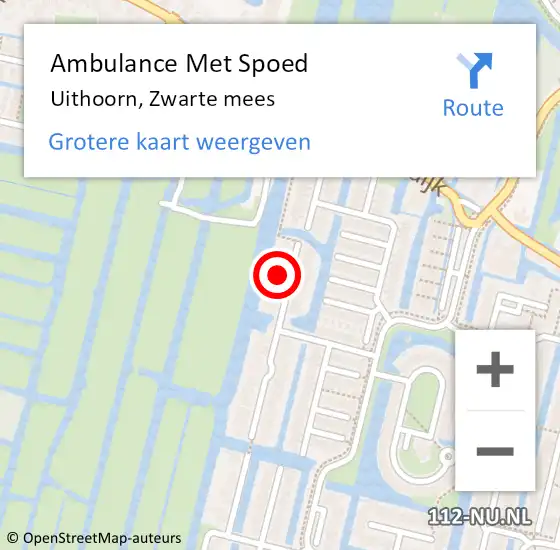 Locatie op kaart van de 112 melding: Ambulance Met Spoed Naar Uithoorn, Zwarte mees op 2 maart 2023 16:48