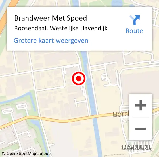 Locatie op kaart van de 112 melding: Brandweer Met Spoed Naar Roosendaal, Westelijke Havendijk op 2 maart 2023 16:51