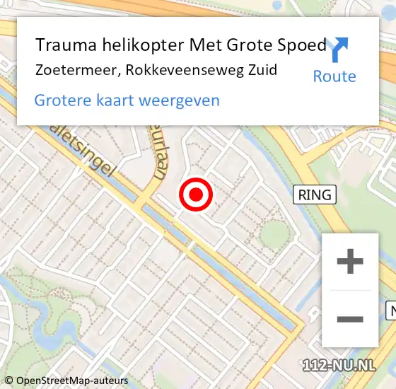 Locatie op kaart van de 112 melding: Trauma helikopter Met Grote Spoed Naar Zoetermeer, Rokkeveenseweg Zuid op 2 maart 2023 17:20