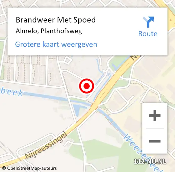 Locatie op kaart van de 112 melding: Brandweer Met Spoed Naar Almelo, Planthofsweg op 2 maart 2023 17:28