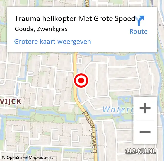 Locatie op kaart van de 112 melding: Trauma helikopter Met Grote Spoed Naar Gouda, Zwenkgras op 2 maart 2023 17:47