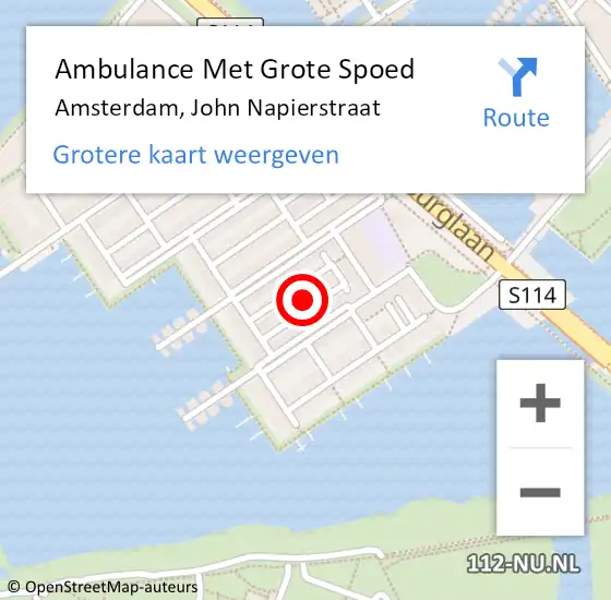 Locatie op kaart van de 112 melding: Ambulance Met Grote Spoed Naar Amsterdam, John Napierstraat op 2 maart 2023 18:12