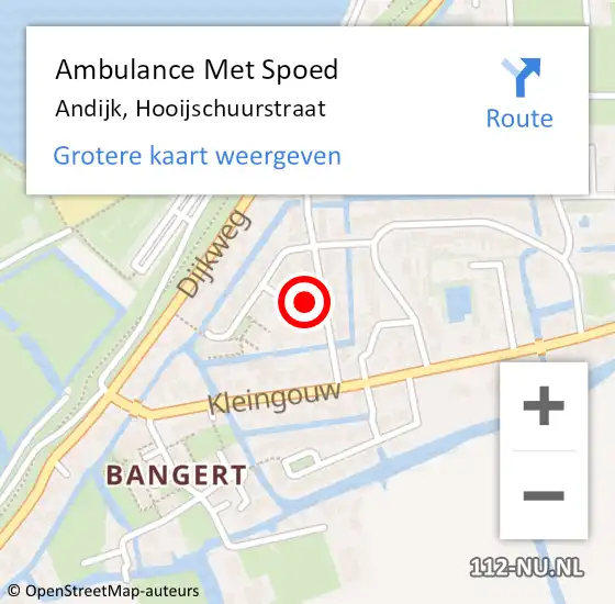 Locatie op kaart van de 112 melding: Ambulance Met Spoed Naar Andijk, Hooijschuurstraat op 2 maart 2023 18:16