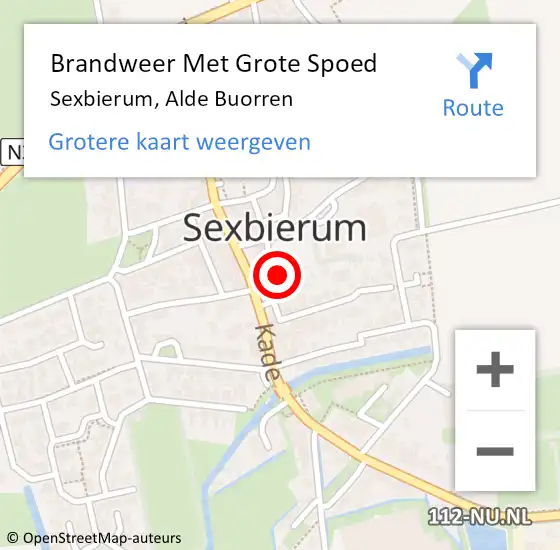 Locatie op kaart van de 112 melding: Brandweer Met Grote Spoed Naar Sexbierum, Alde Buorren op 2 maart 2023 18:51