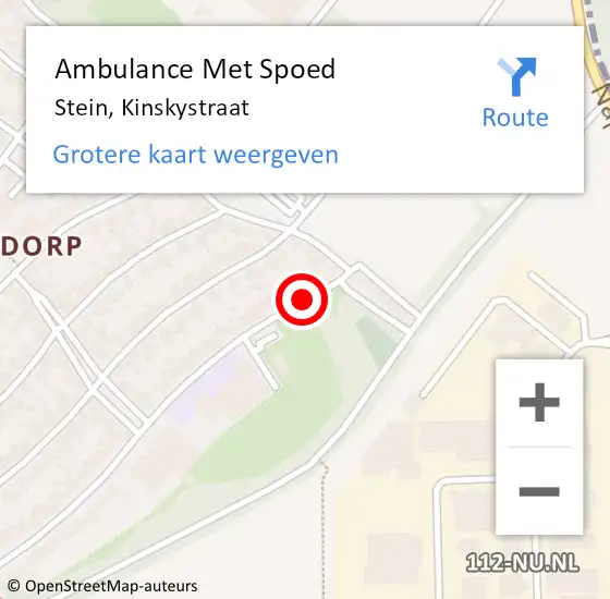 Locatie op kaart van de 112 melding: Ambulance Met Spoed Naar Stein, Kinskystraat op 17 augustus 2014 14:55