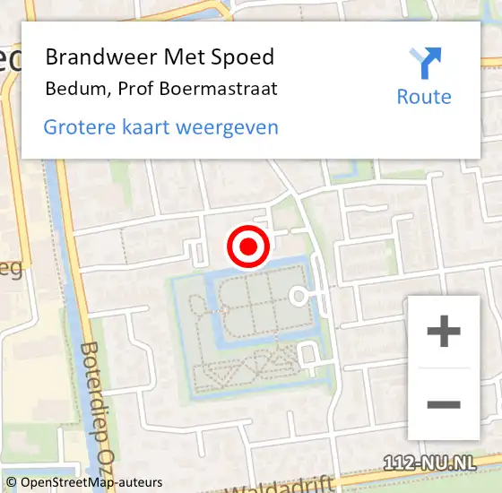 Locatie op kaart van de 112 melding: Brandweer Met Spoed Naar Bedum, Prof Boermastraat op 2 maart 2023 19:22