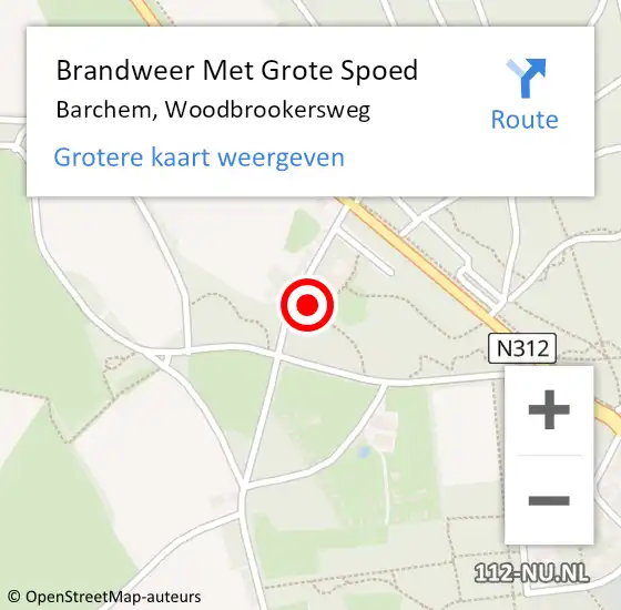 Locatie op kaart van de 112 melding: Brandweer Met Grote Spoed Naar Barchem, Woodbrookersweg op 2 maart 2023 19:29