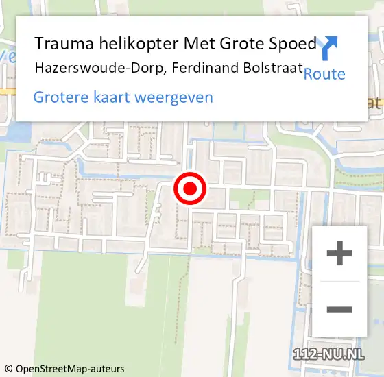 Locatie op kaart van de 112 melding: Trauma helikopter Met Grote Spoed Naar Hazerswoude-Dorp, Ferdinand Bolstraat op 2 maart 2023 19:31