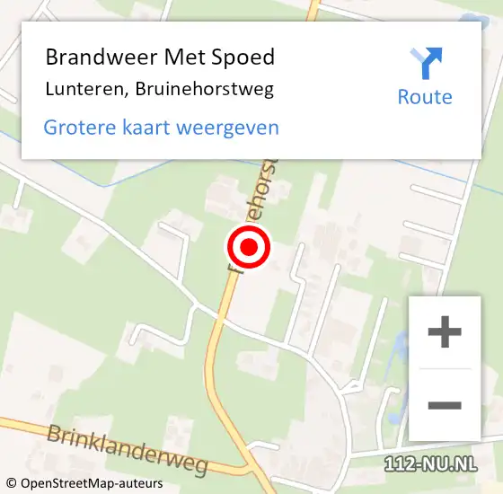 Locatie op kaart van de 112 melding: Brandweer Met Spoed Naar Lunteren, Bruinehorstweg op 2 maart 2023 19:44