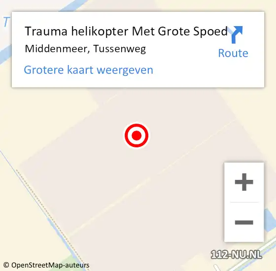Locatie op kaart van de 112 melding: Trauma helikopter Met Grote Spoed Naar Middenmeer, Tussenweg op 2 maart 2023 20:34